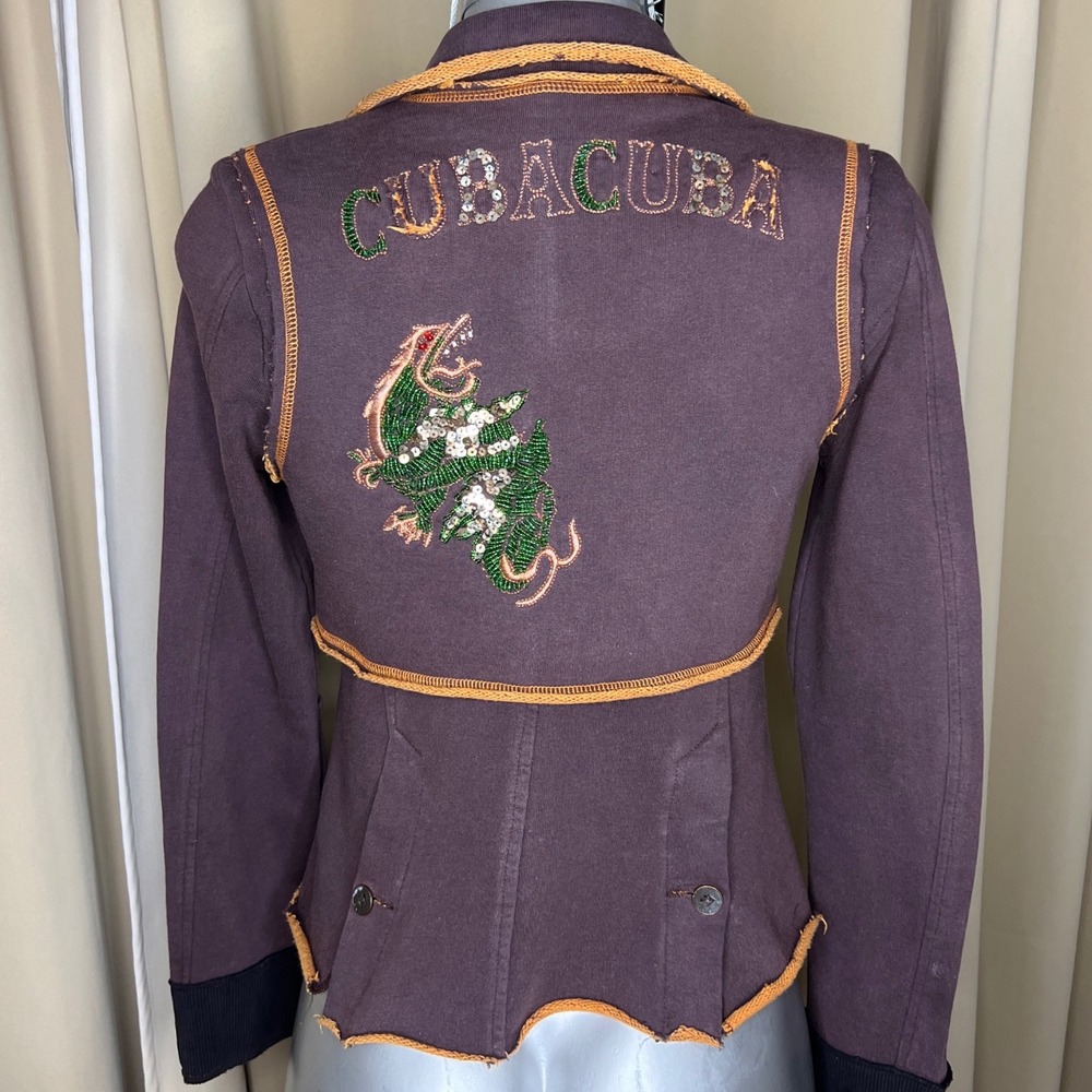 CUBA CUBA Hand Finished Dragon Sequin
Patchwork Deconstructed Blazer Y2K Jacket